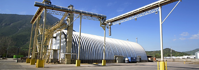 industrial facility with steel quonset hut building