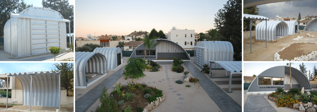 collage of different quonset models