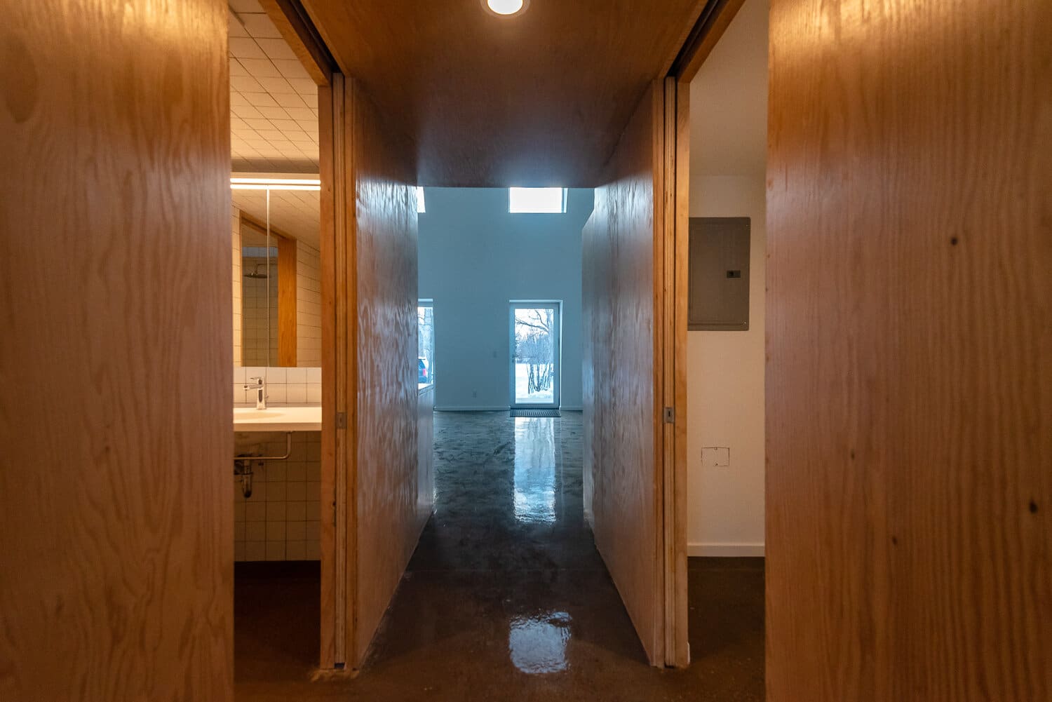 Hallway inside Quonset building