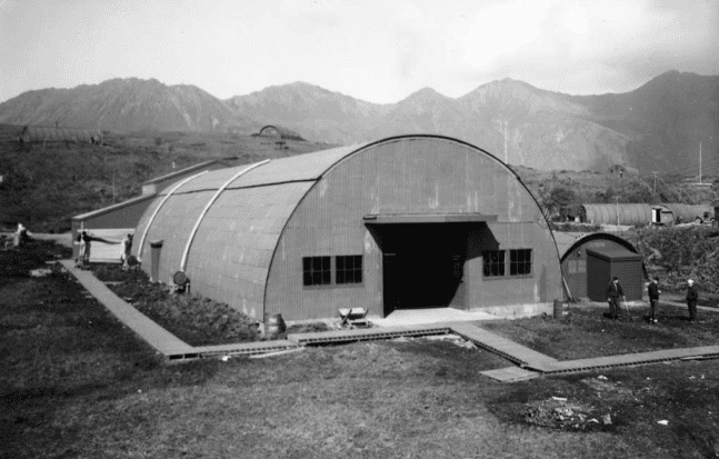 Who invented the Quonset hut and when?